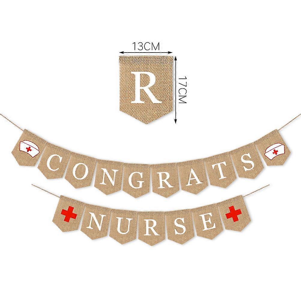 Congratulations Bunting Banner Burlap Graduation Celebration Nurse Festival Party Rustic Style 200 x 13 x 17 Cm 1Pack