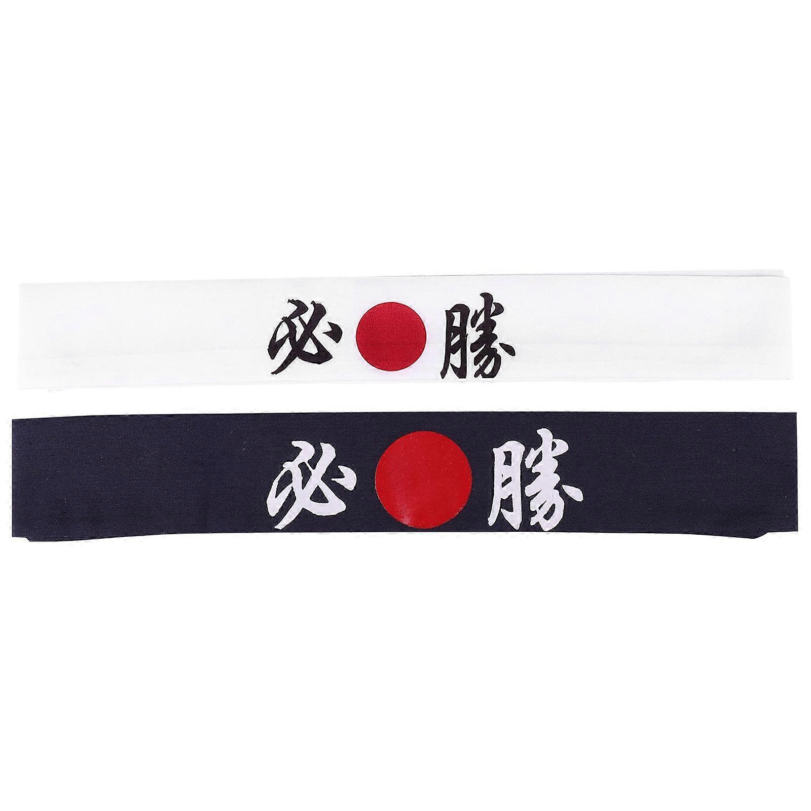 Sweat Absorption Headbands Japanese Decorative Karate Headbands Breathable Chef Headband for Cosplay Events 2Pcs
