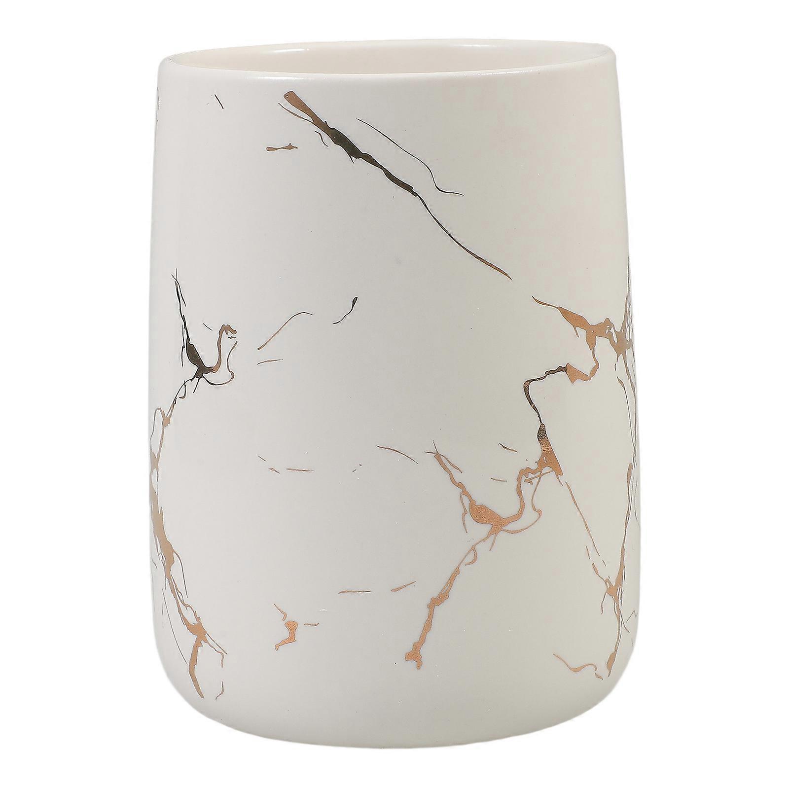 Ceramic Marbling Toothbrush Cup for Bathroom, Multi Purpose Travel Friendly Design for Use