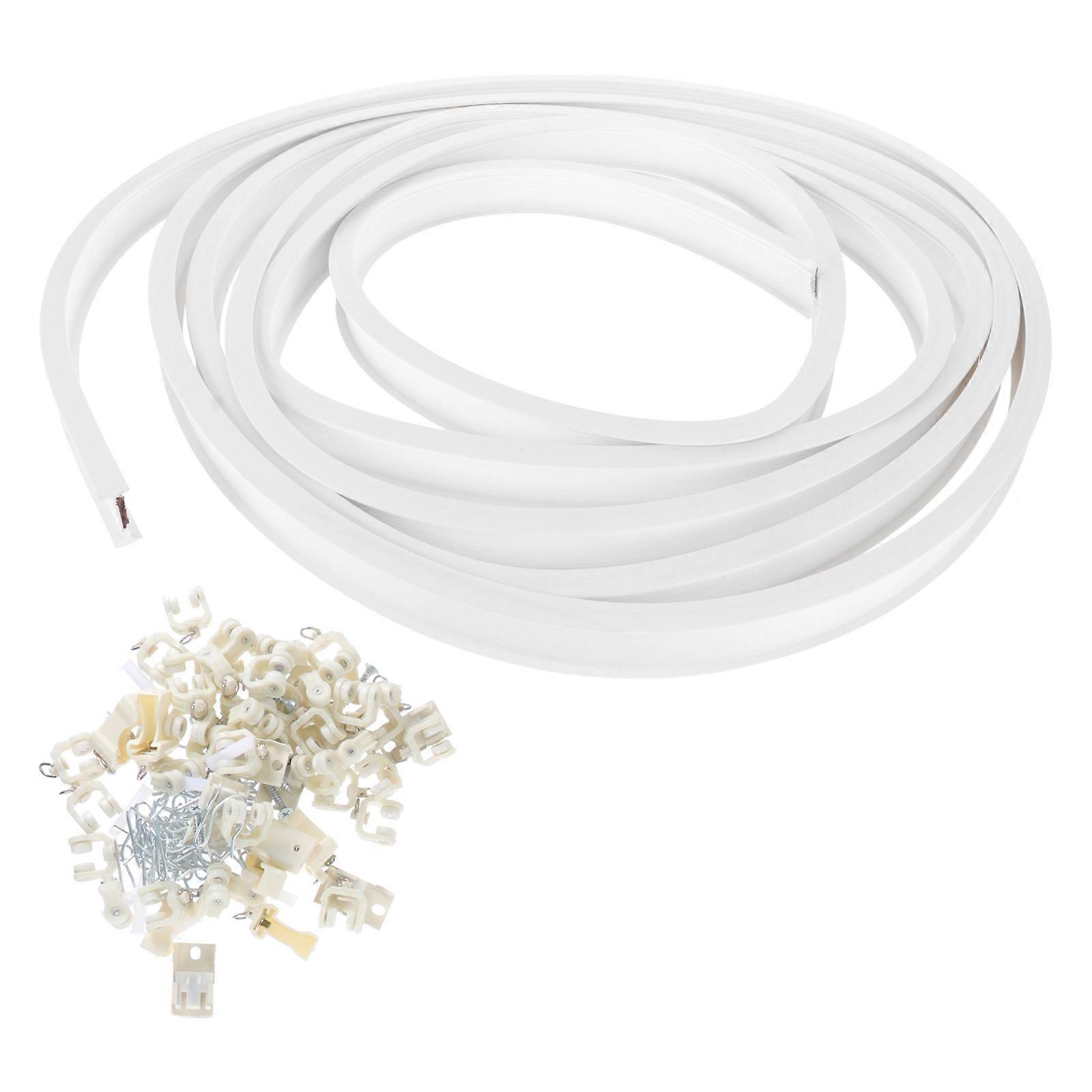 Silent Curtain Track Bendable Easy Installation White 3X2cm for Home Use 1Set