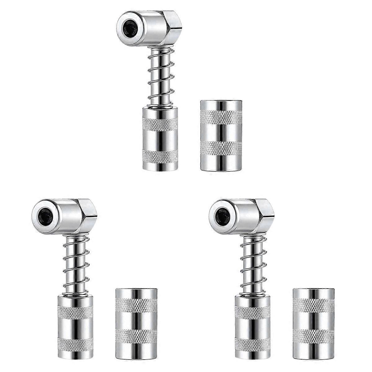 3X Grease Nozzle Adapter Grease - Accessory 90 Degree Grease Coupler Adapter with Sleeve 3 Jaw Angle
