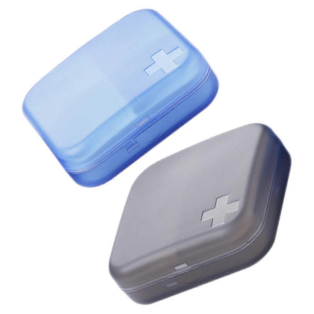 Travel Stack-Able Pill Organizer Convenient Storage Case Pills Storage Blue Rectangular 2Pcs