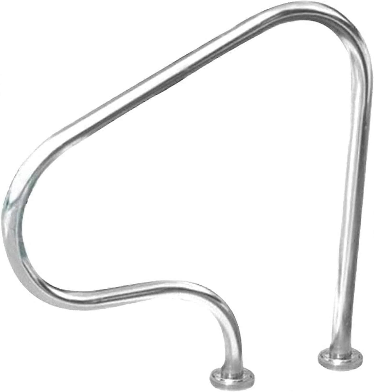 Pool Handrails, Deck Bracket, 304 Stainless Steel Pool Railing, Silver Pool Safety Handrail, Handrail for Easy Assembly Ref: 8551
