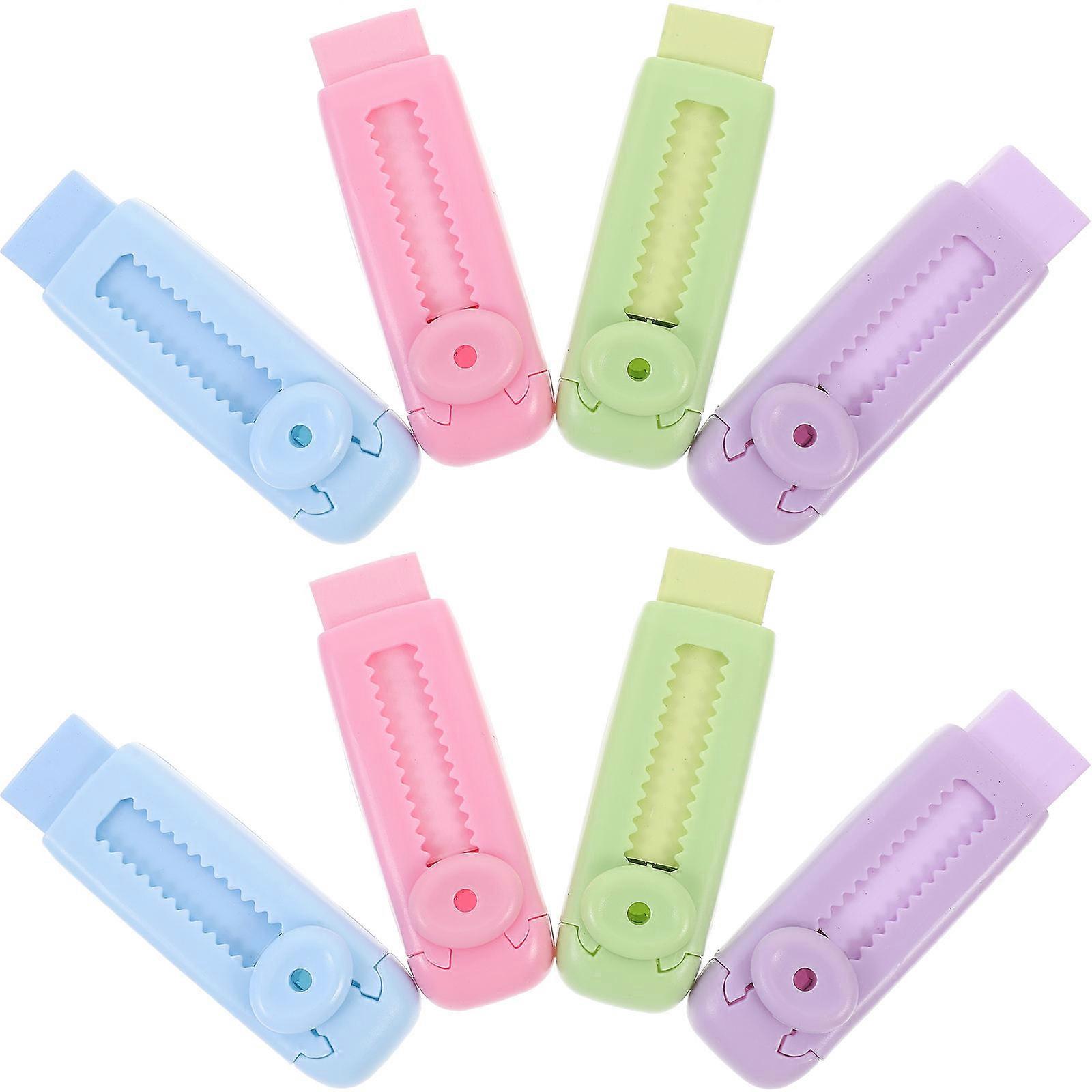 Sliding Retractable Erasers for Students Test Exam 8Pcs Assorted Color