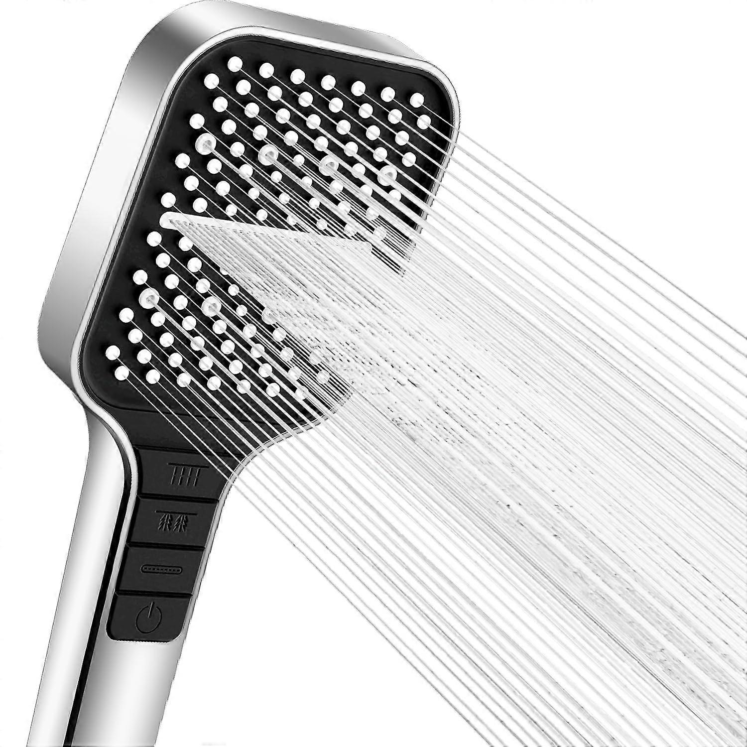 Water Saving Shower Head,Pressure Shower Head with Stop Button(Silver)