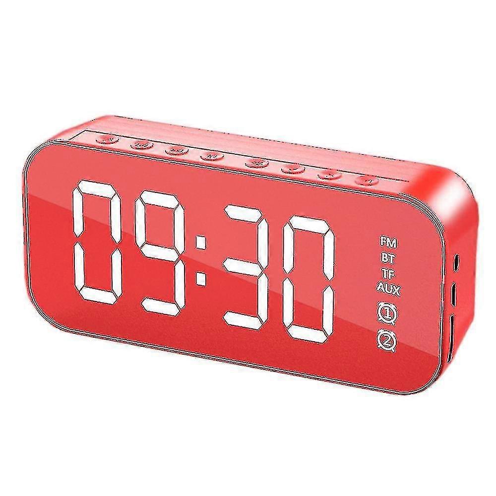 Alarm Clock with Bluetooth Speaker for Bedroom/Office, Heavy Sleepers - Red