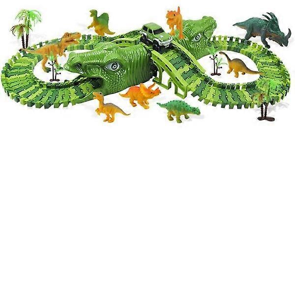 153 חתיכות סט צעצועים של מסילת רכבת חשמלית דינוזאור אבני בניין מורכבות גמישות להחלפה