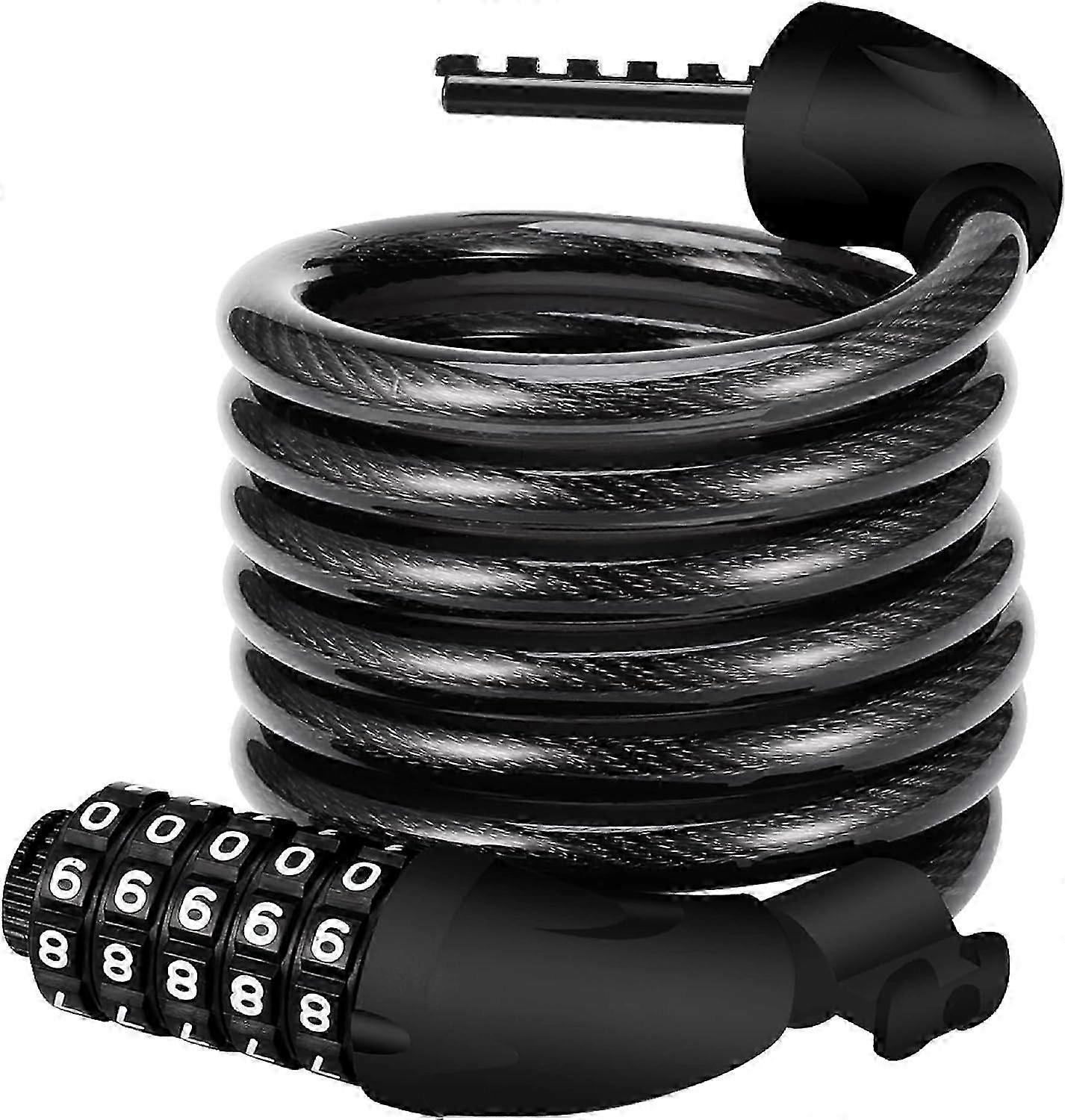 Bike lock bicycle combination 5 digit 120cm/12mm long cable high security black