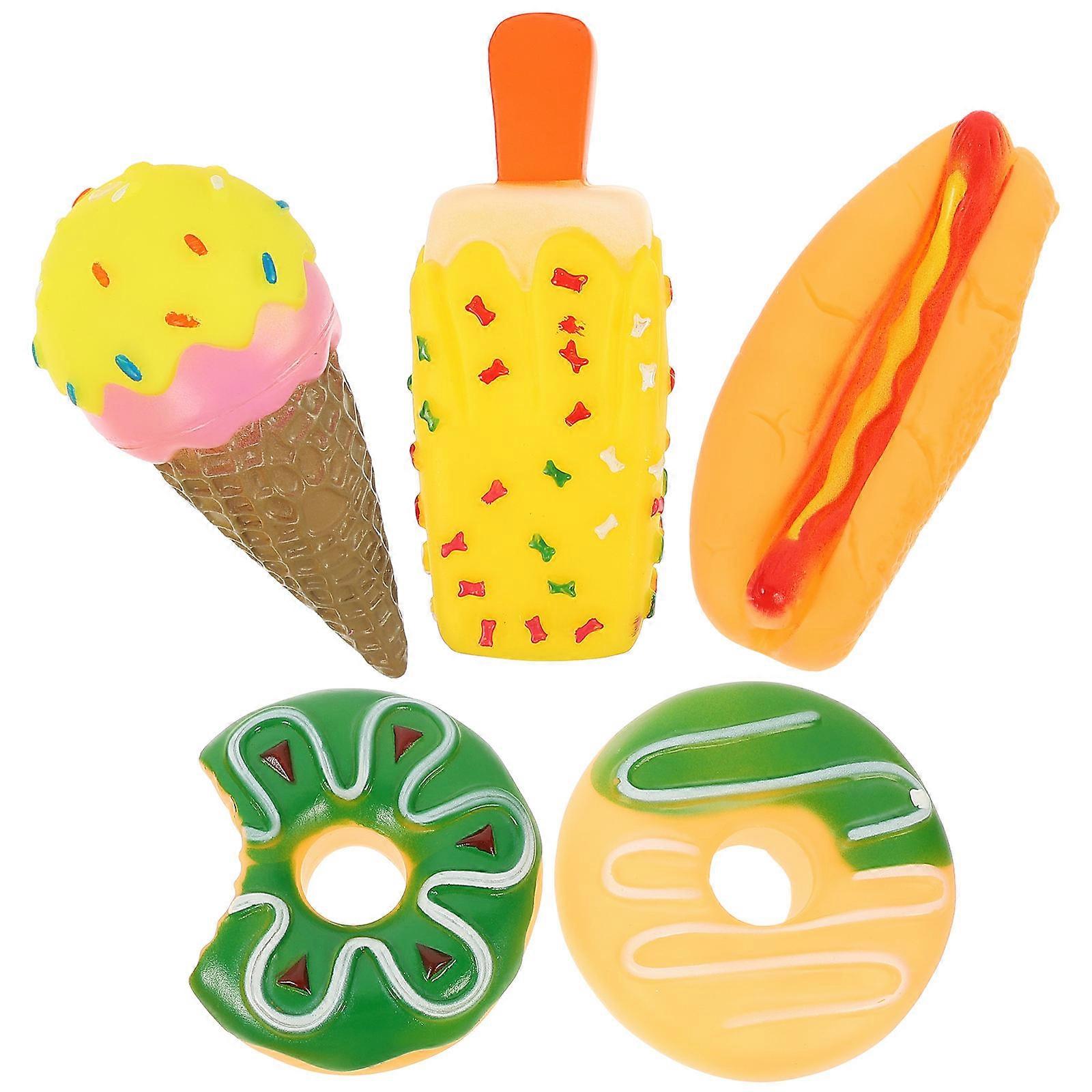 Interactive Play Dog Chew Toys Donut Shape Teeth Grinding Indoor Play 5Pack