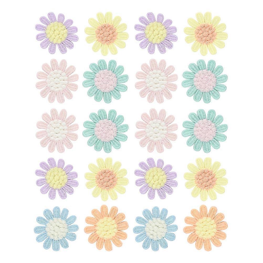 sylappe blomst formet dekorative applikation tøjtasker sko assorteret farve 4x4x1cm bomuldstråd 20stk