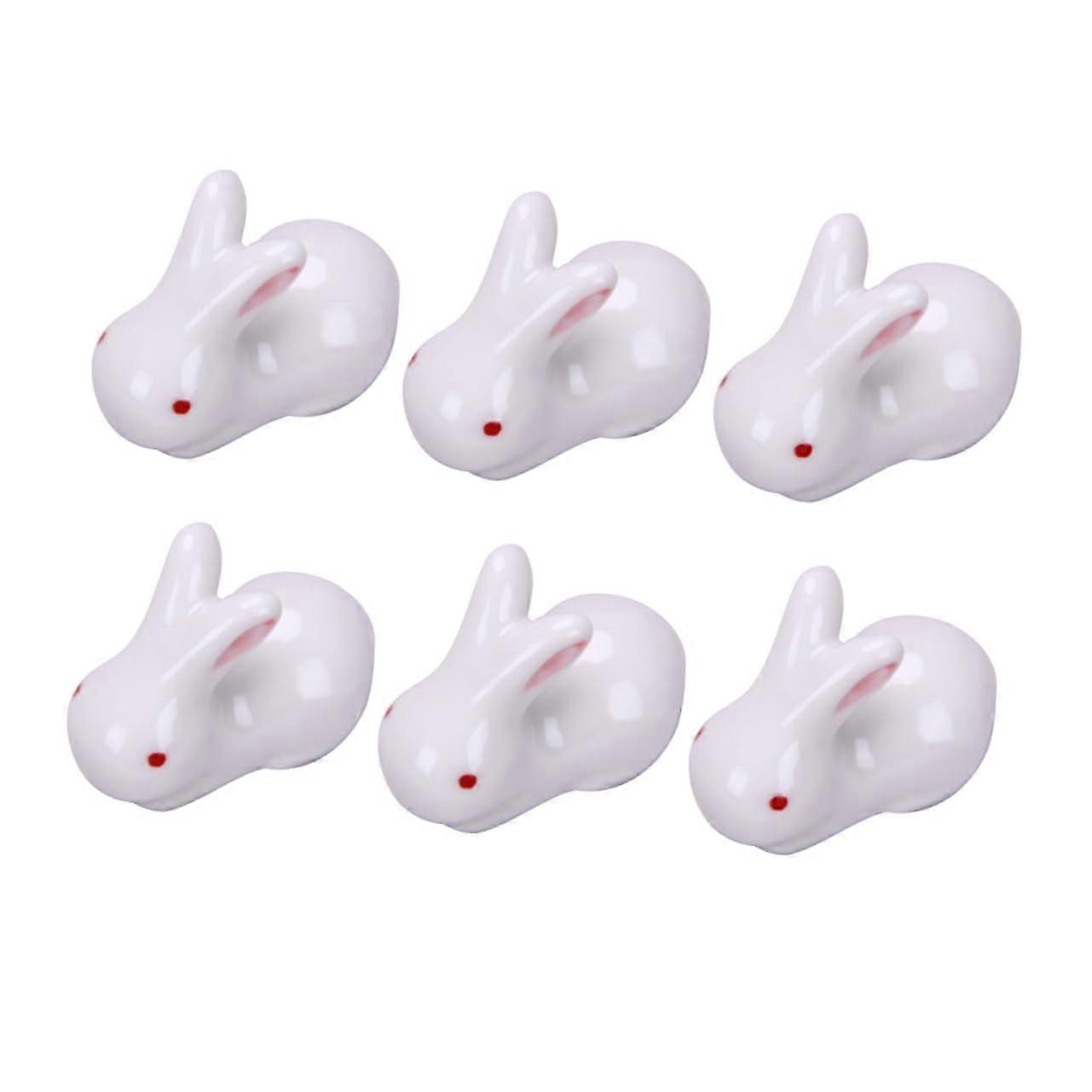 Pack of 6 Ceramic Chip Snack Sticks Rabbit Chopstick Rest White
