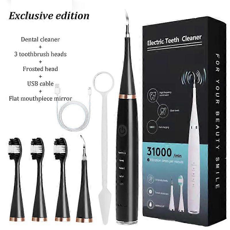 Electric toothbrush with plaque remover, rechargeable, black