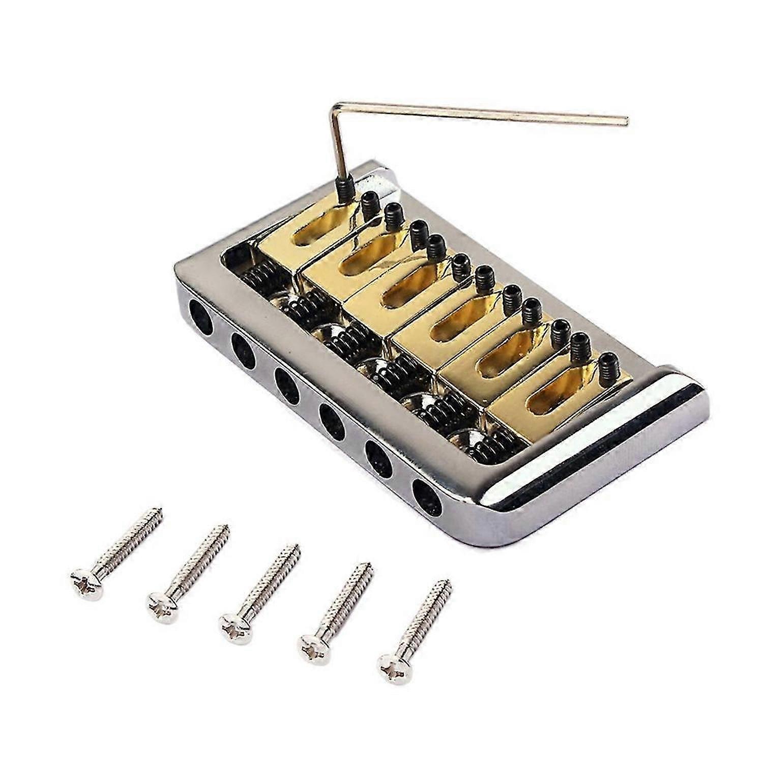 6 Strings Hardtail Saddle Bridge with Wrench and Screws for Fender Stratocaster Strat Electric Guita