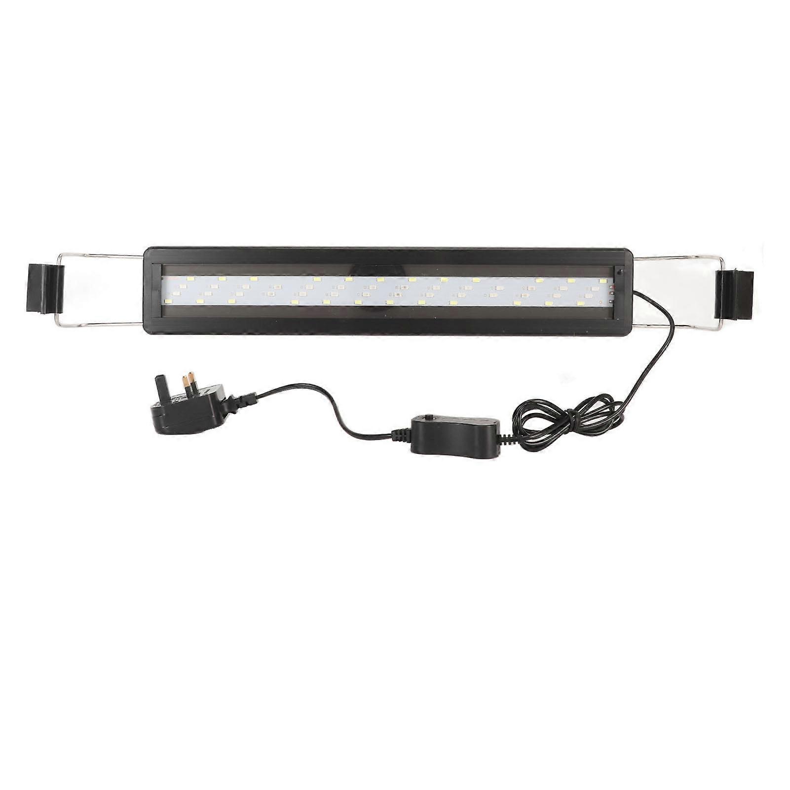 LED Aquarium Light 4 Rows Splashproof Ultrathin Fish Tank LED Color Changing Light with Extendable Brackets Black UK Plug 220V