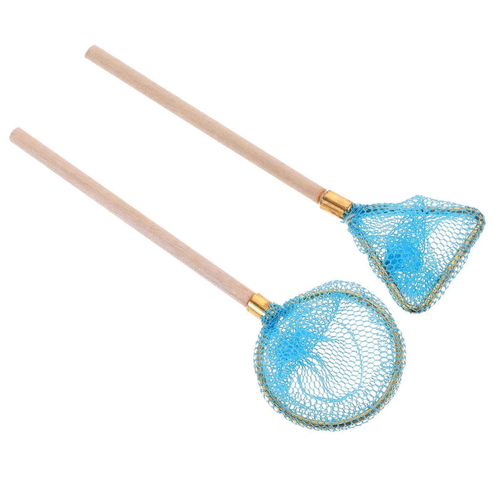 Blue Mini Fishing Net for Kids Pretend Play with Realistic Appearance and Fine Workmanship 2 pcs