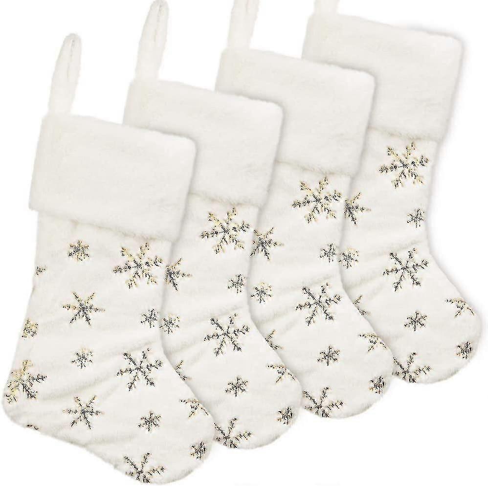 Bas de Noël 4 Pack 19 pouces, Large Fausse Fourrure Noël Stocking-mxbc