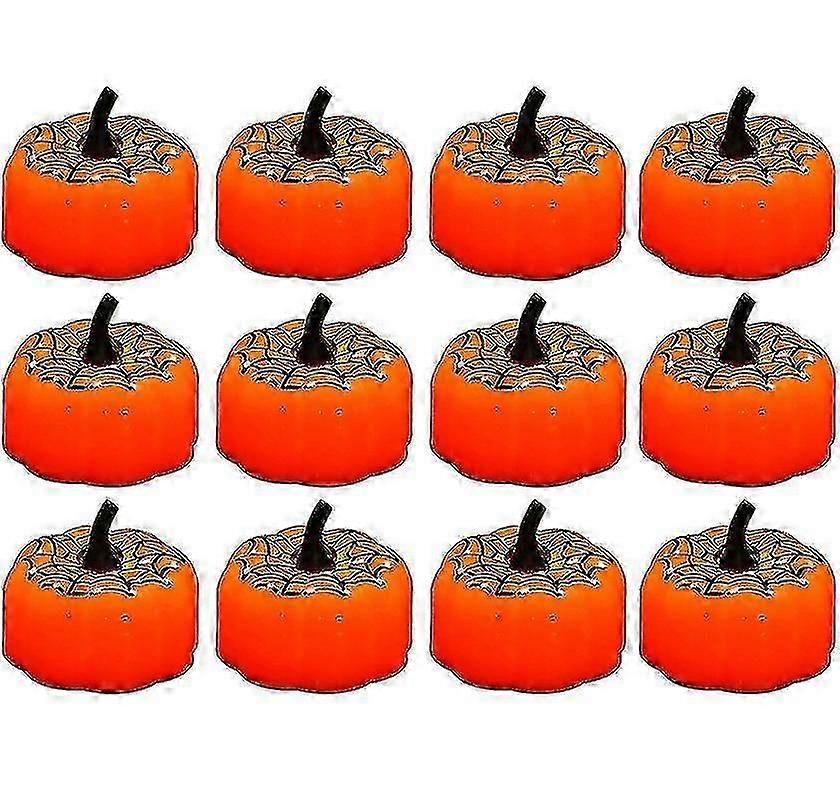 Halloween LED Pumpkin Lights - 12-Pack for Spooky Decorations