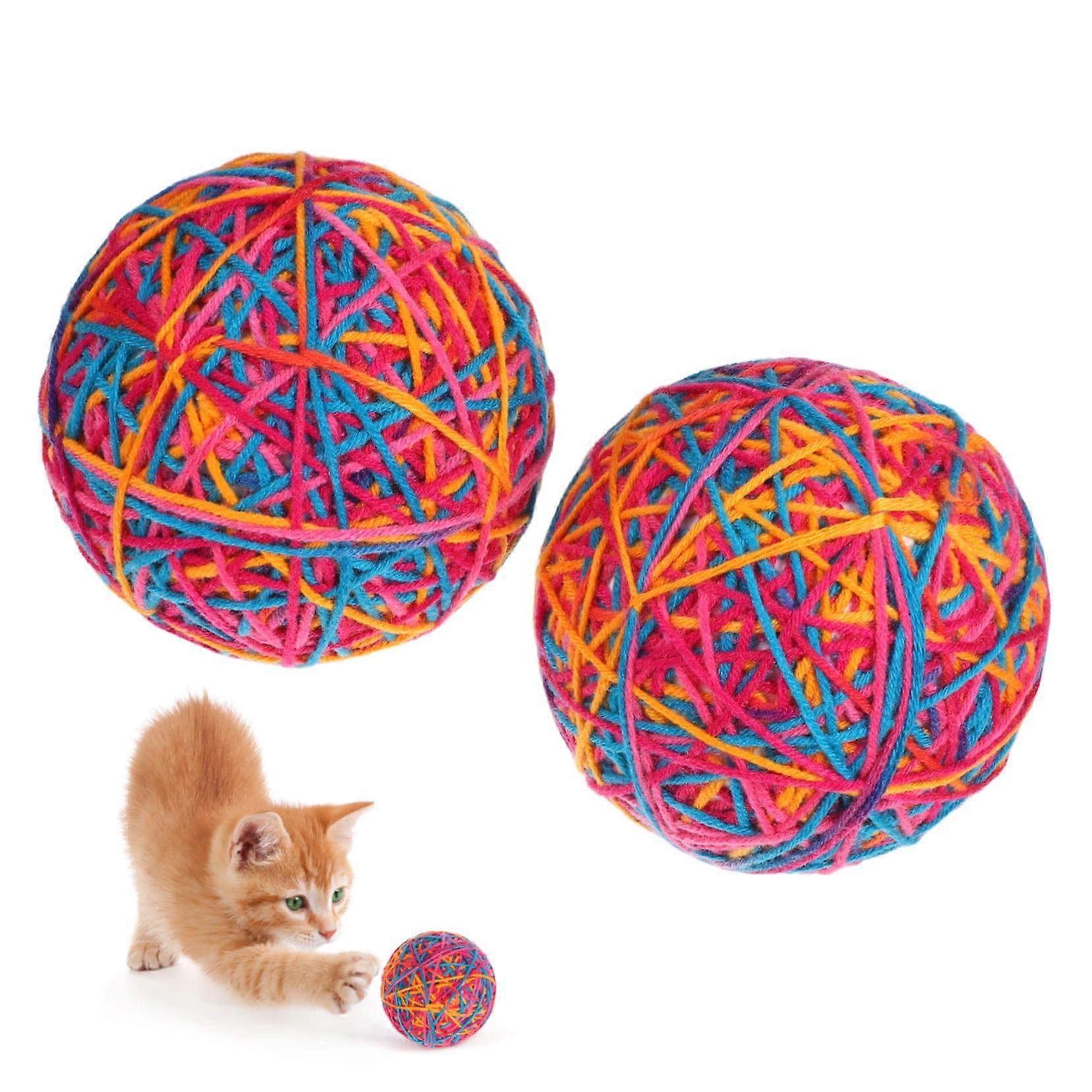 Pack of 2 Yarn Balls Cat Yarn Cat Toy, Interactive Cat Toy, Crinkle Cat Toy, Interactive Cat Chew Ball Cat Teaser