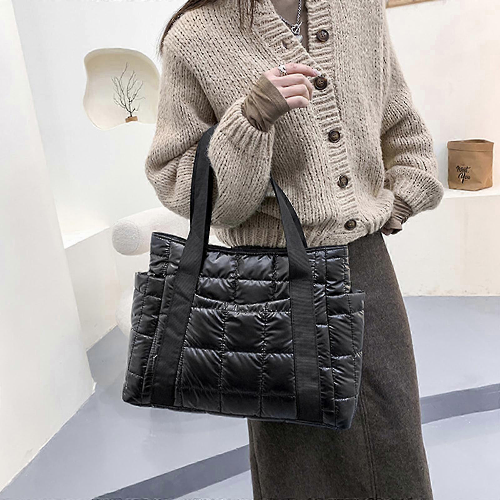 パファートートバッグ、キルティングバッグ、軽量キルティングパフィートートバッグ、ソフトダウンコットンパッド入りショルダーバッグ