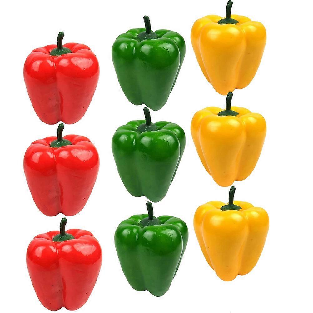 Pretend Food Lightweight Artificial Peppers Home Decoration Green 9Pcs