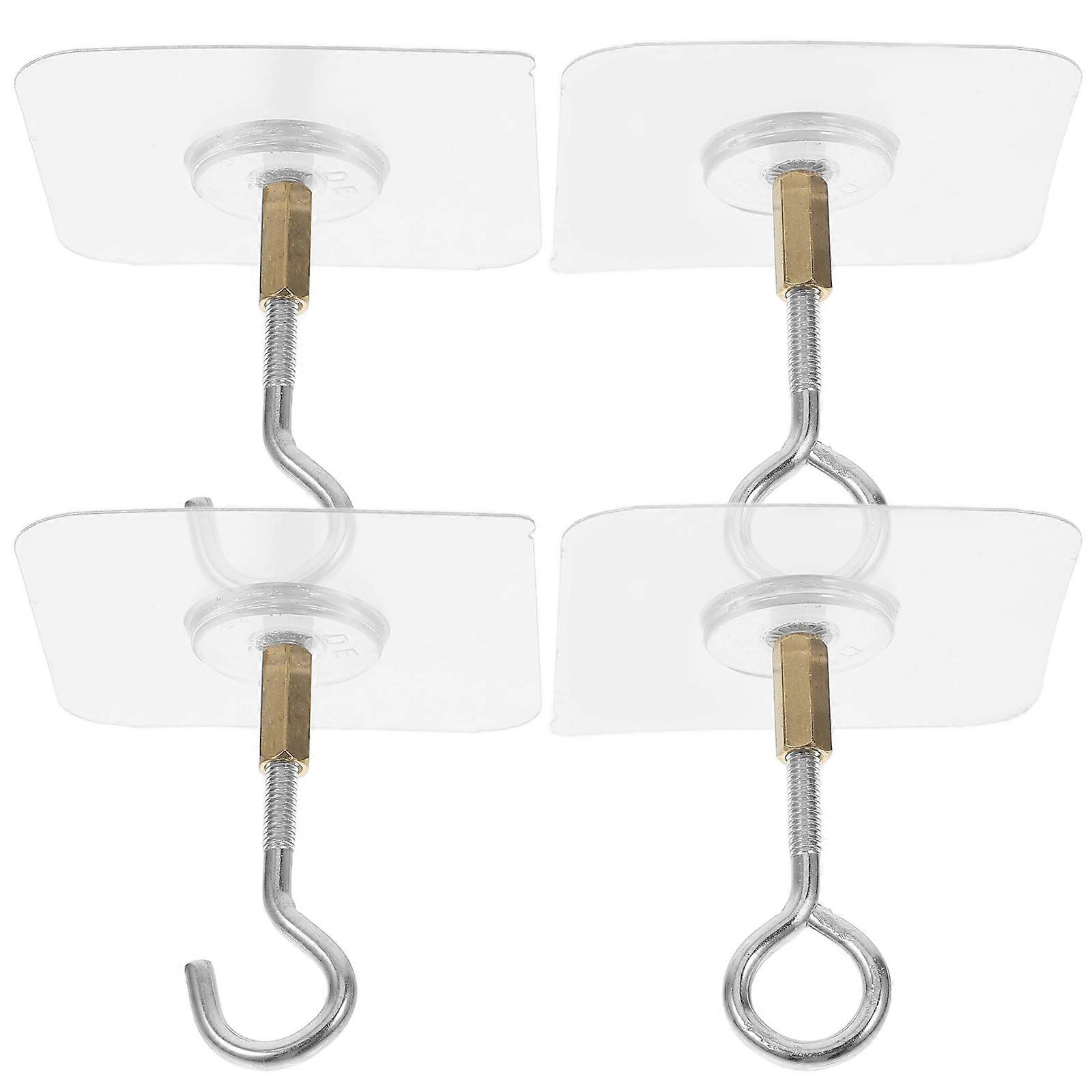 Heavy Duty Self Adhesive Ceiling Hooks Set of 4   No Drilling Peel and Stick Wall Hooks with Open and Closed Designs for Hanging Plants in Kitchen,