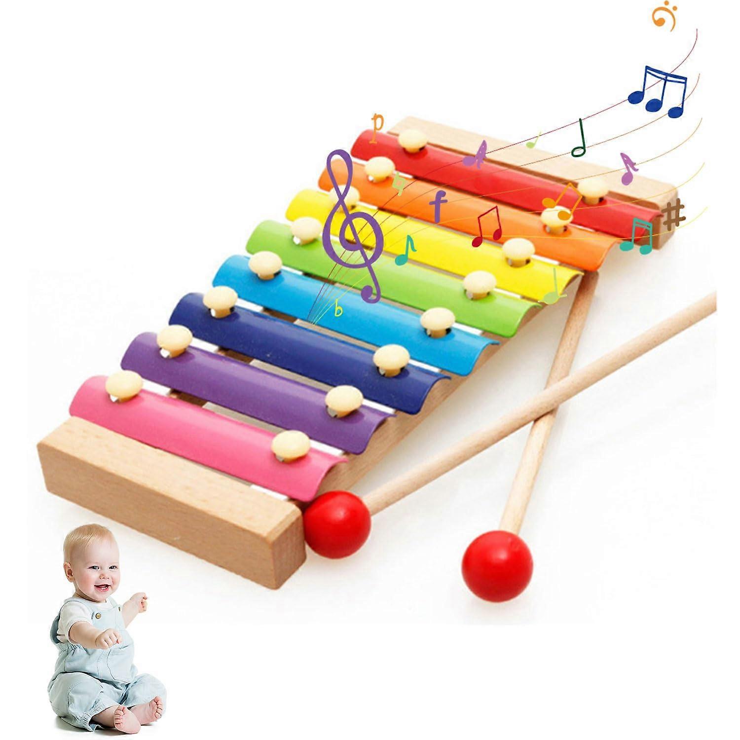 Xylophone for Children with 2 Beaters, 8 Tones, Wooden Toy Gift