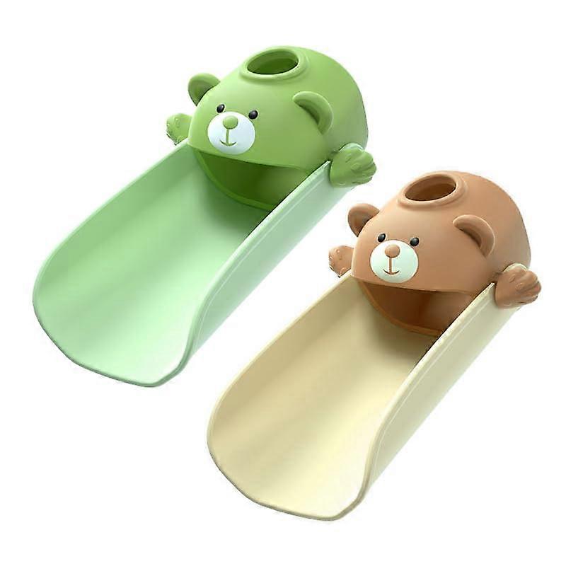 Faucet Extender for Sink Easy Use Sink Faucet Extenders with Temperature Sensitive for Toddlers,Green*1 and Brown*1