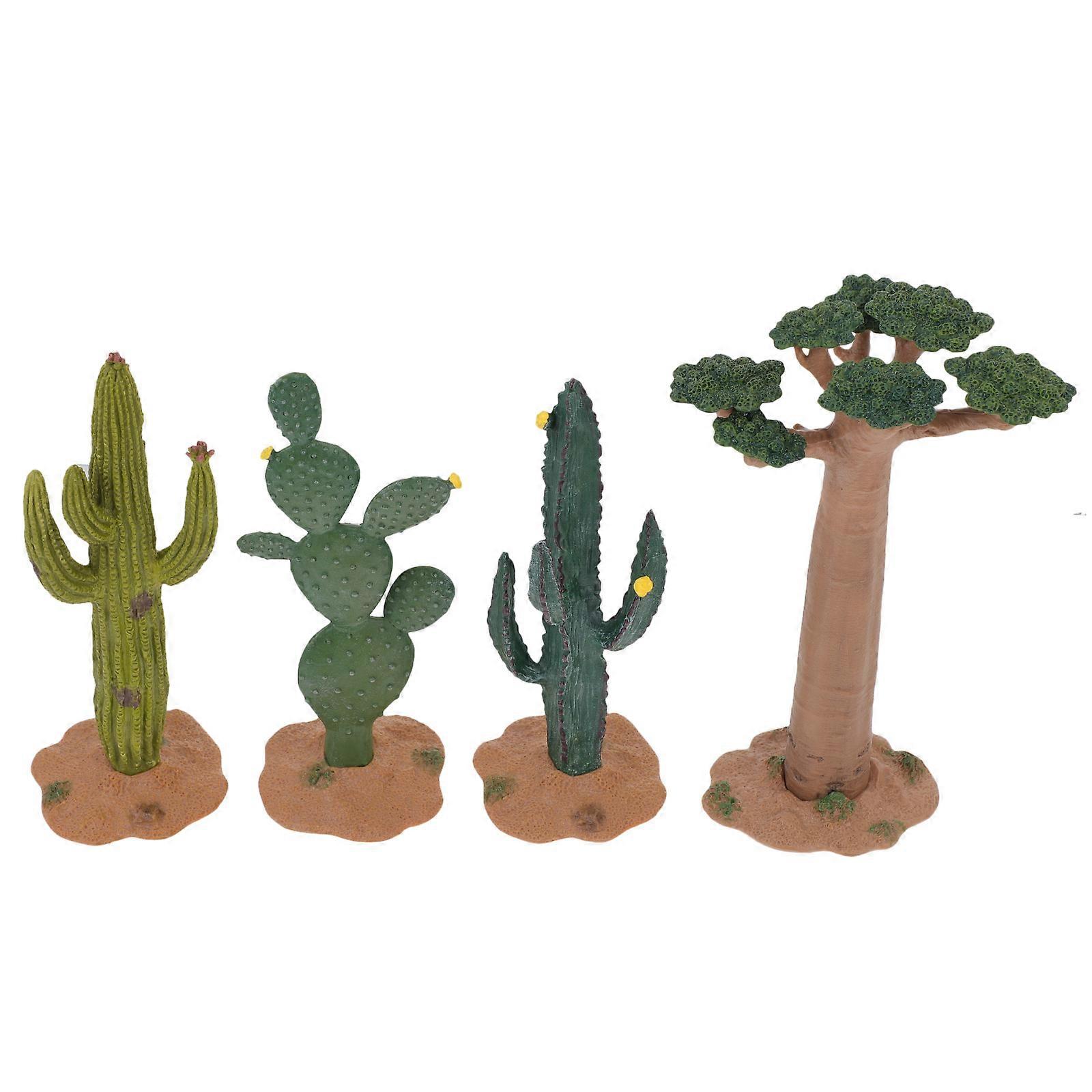 Hemoton 4PCS Micro Cactus Plant Model Landscape Decor for Sand Table