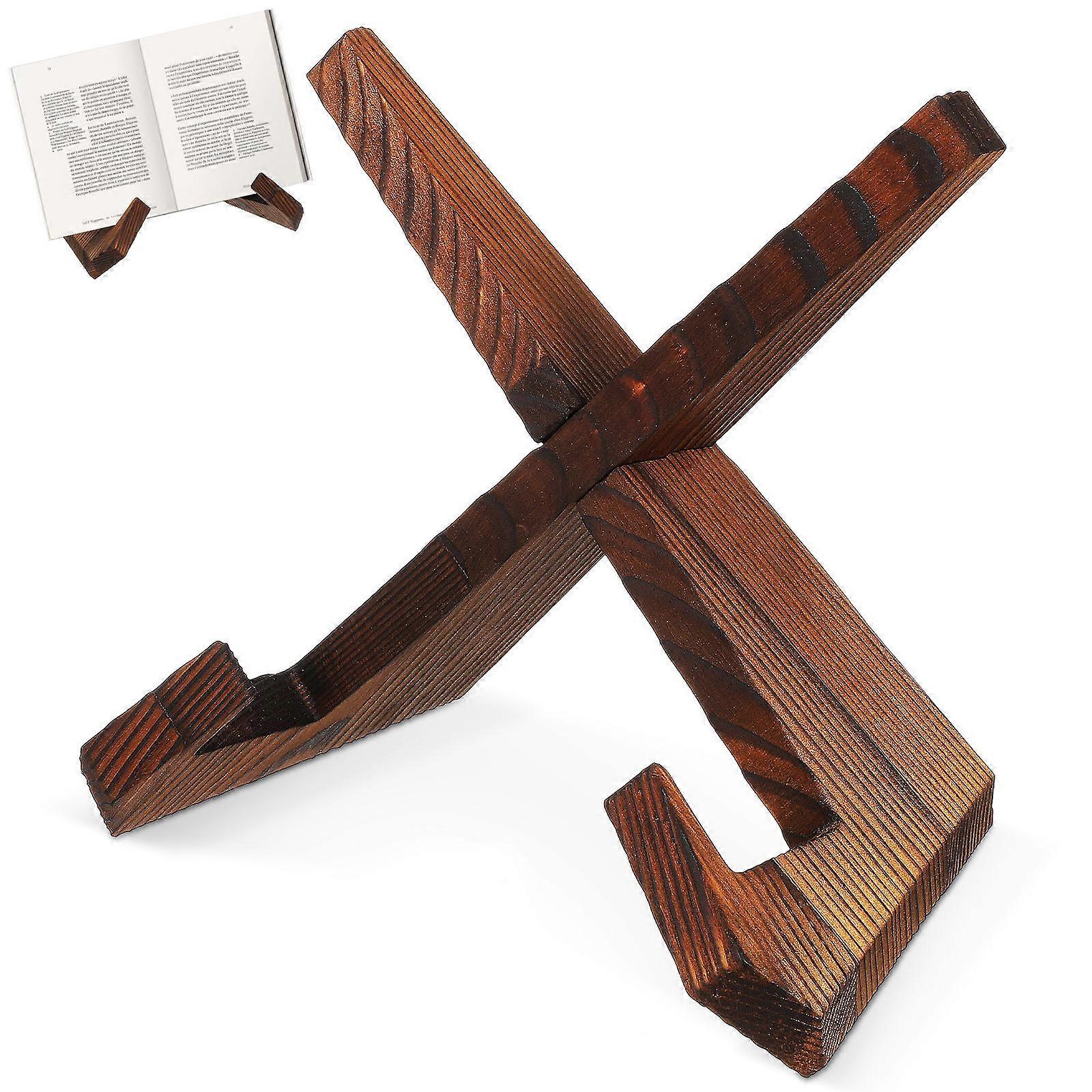 Cookbook Stand Wooden Recipe Book Holder for Reading Use Brown Wood