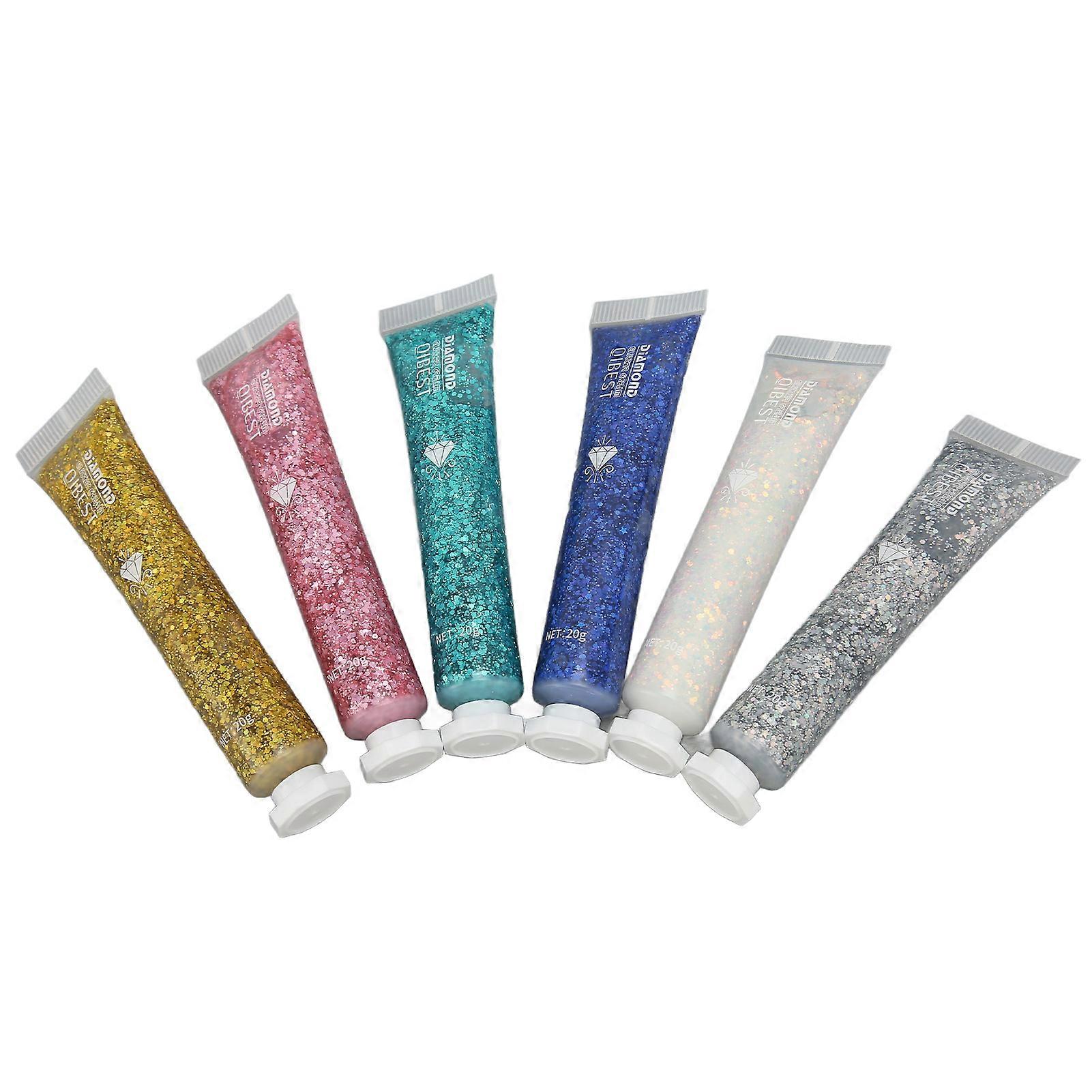 6pcs 0.7oz Eyeshadow Glitter Cream Makeup Long Lasting Shiny Face Body Glitter Gel for Stage Performance