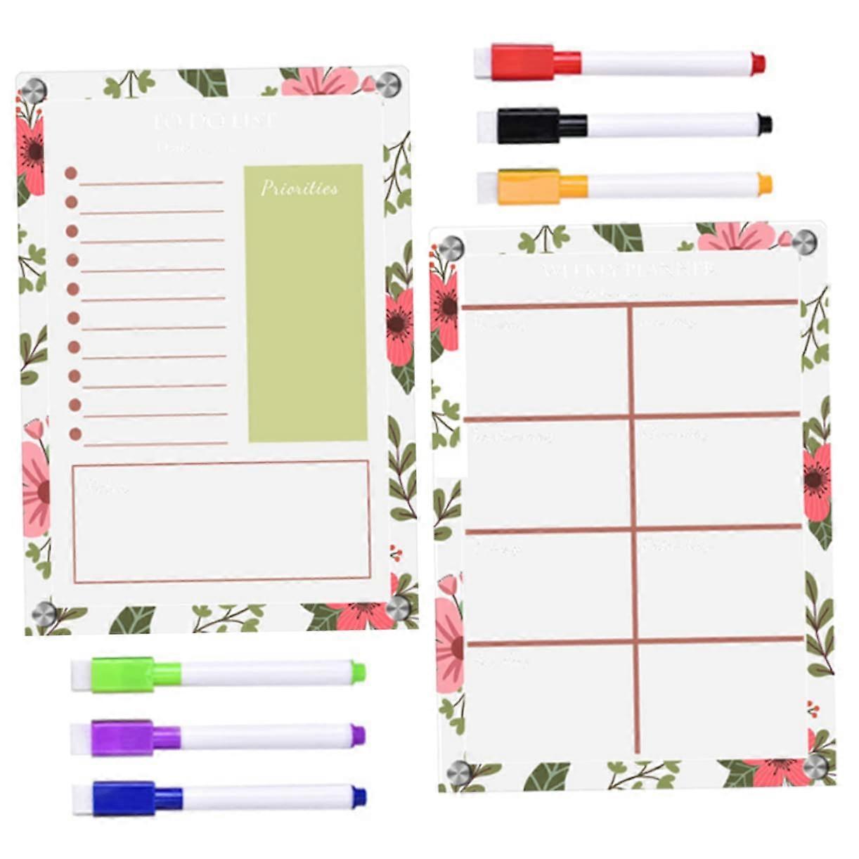 1Set Magnetic Dry Erase Board with Markers Reusable Writing Board for Fridge, Office, and School Practical Planner for Notes and Reminders