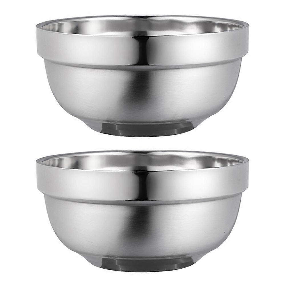 Graceful Double Stainless Steel Bowl Elegant Design For Dining Round Shape Multi Function Serving Rice Soup And Noodles 2Pcs
