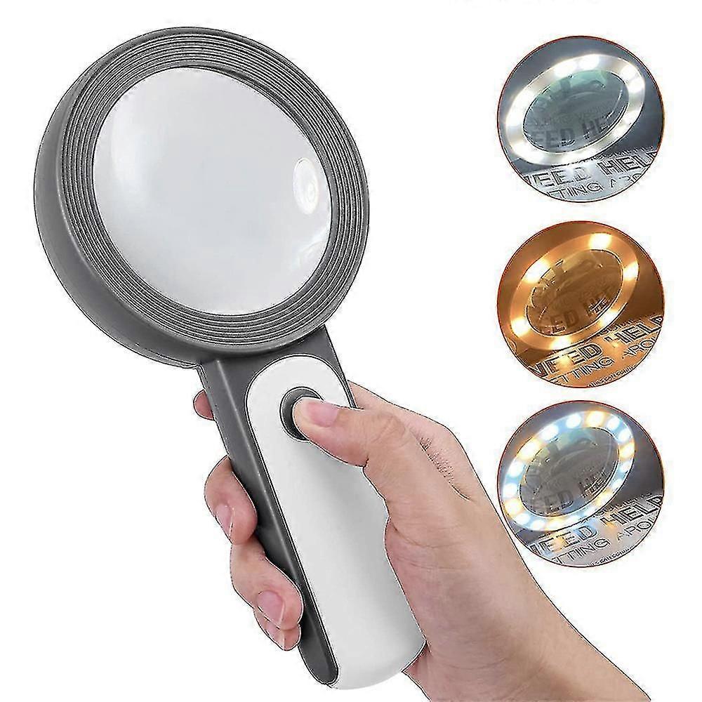 Magnifying Glass With Light, Handheld Large Magnifying Glass Led Illuminated Lighted Magnifier