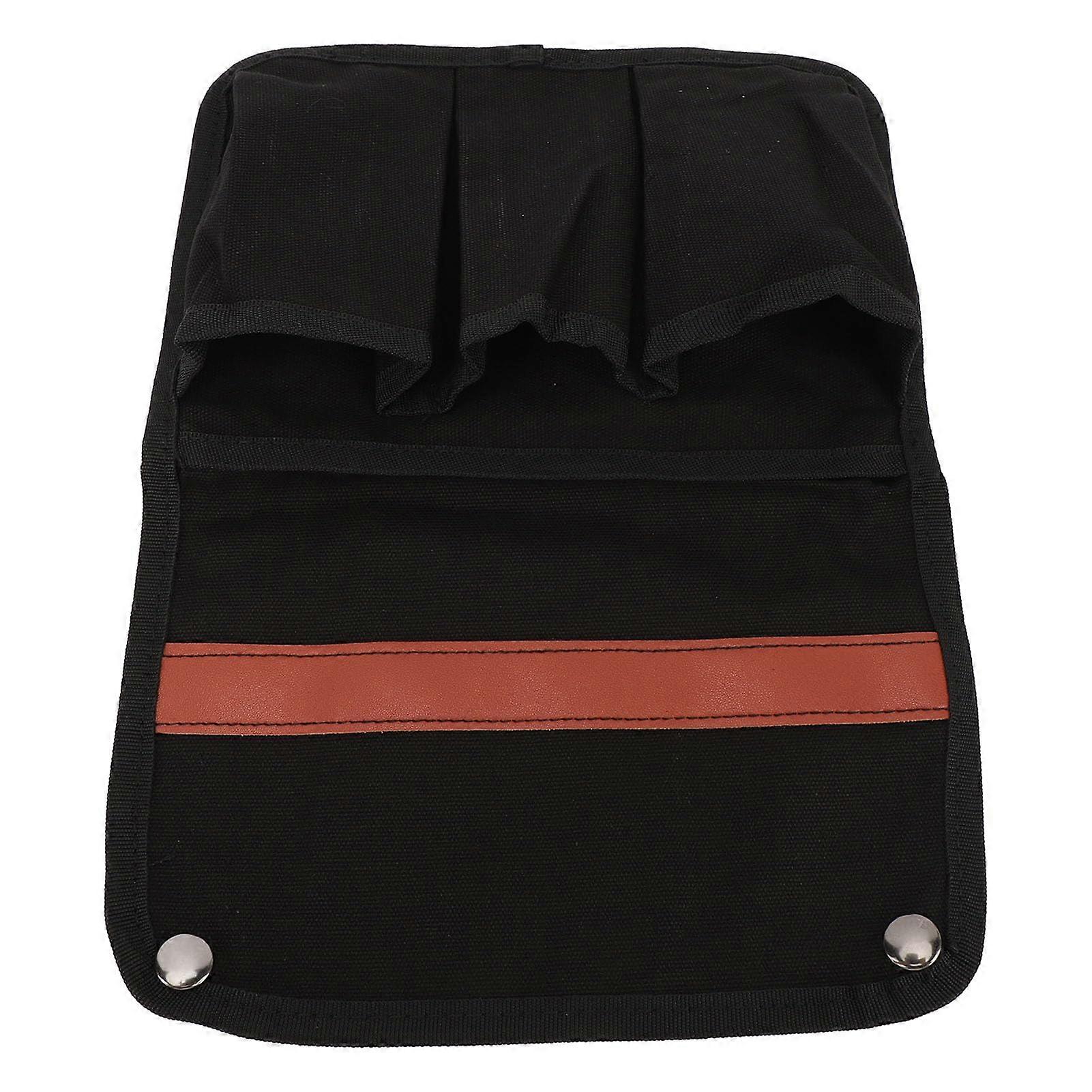 Chair Side Pocket with Armrest, Black Canvas Storage Organizer with Mesh for Camping, Outdoor Activities, and Picnics