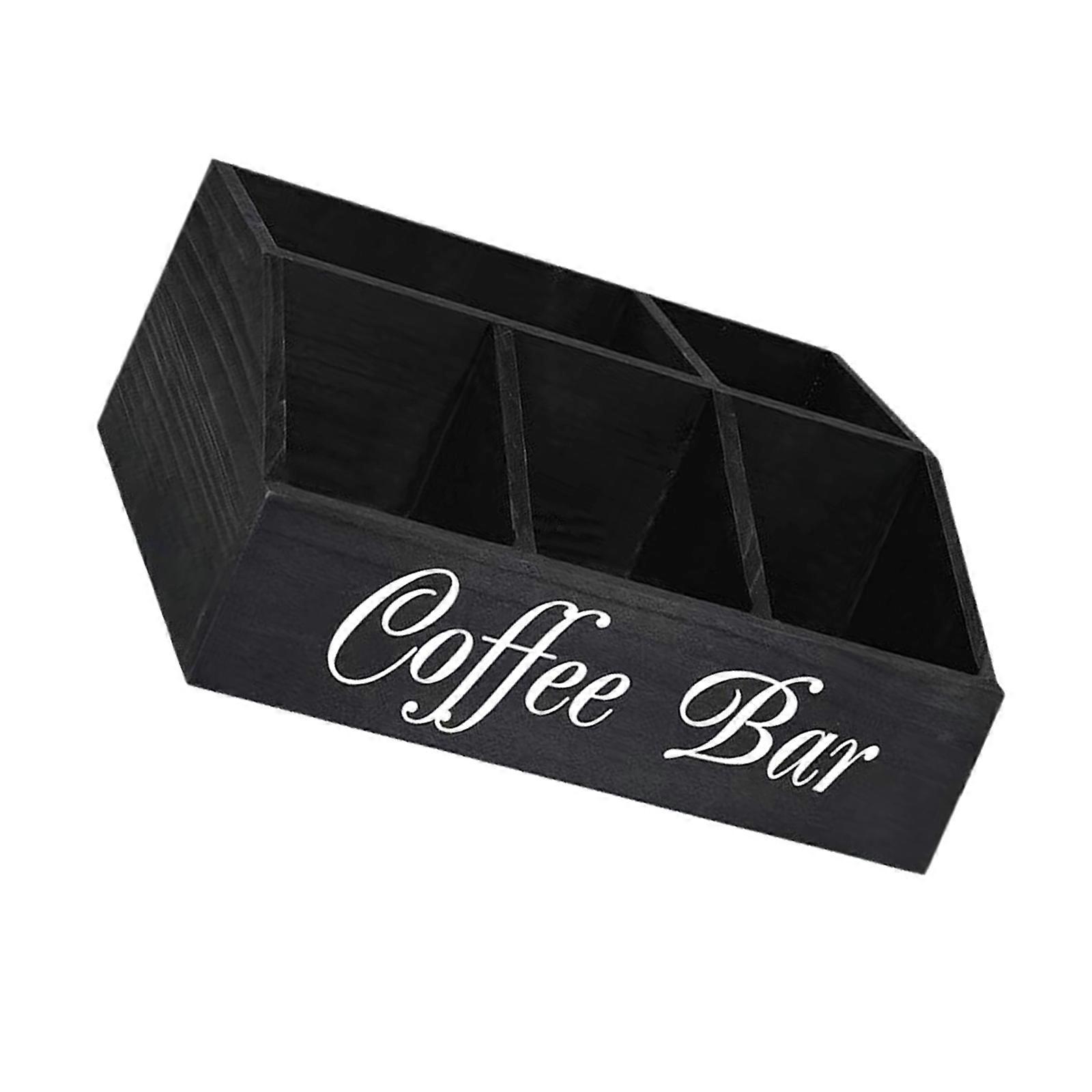 Multi Functional Coffee Accessories Storage Box Natural Wood Teas Condiment Organizer with Multiple Compartments Multicolor