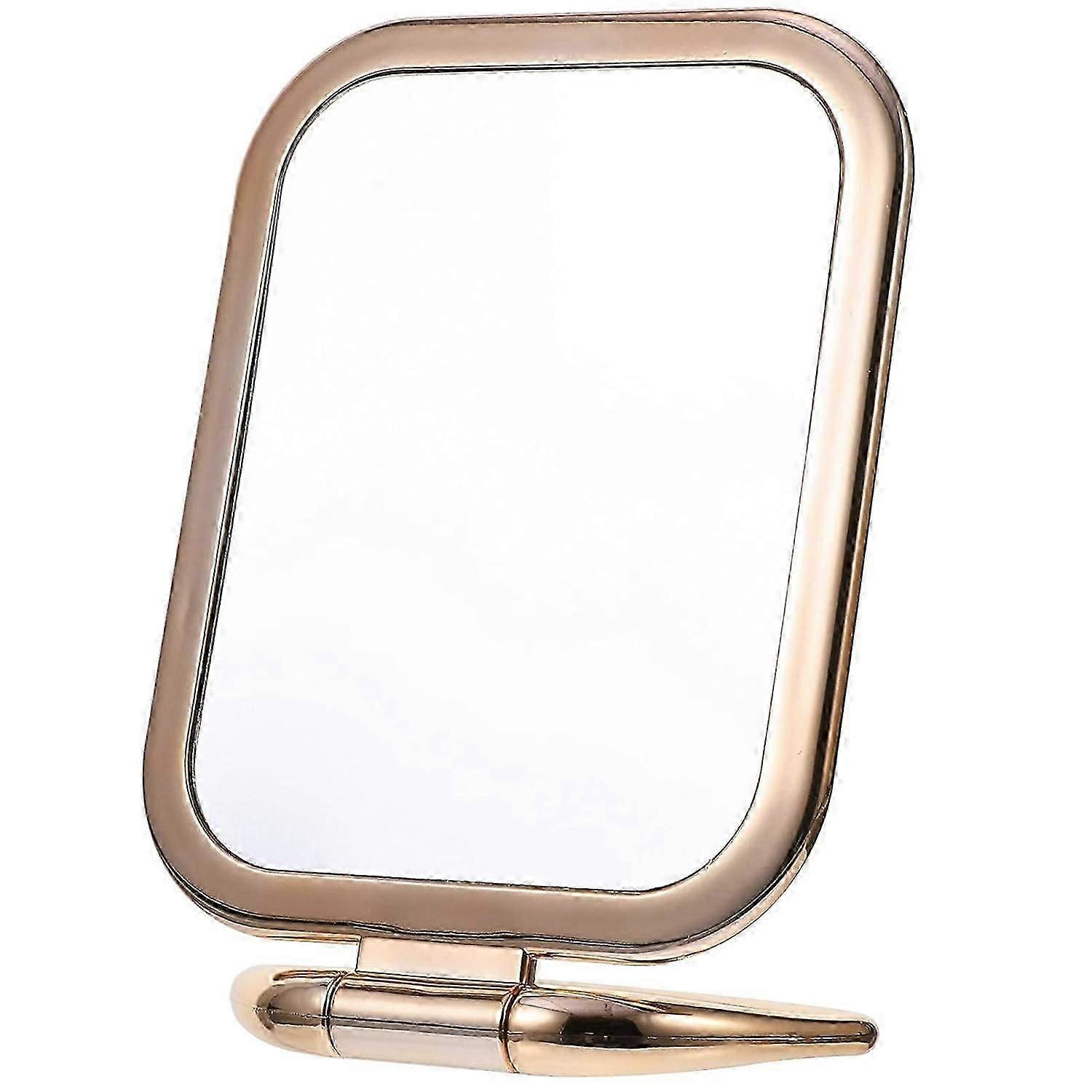 Double Sided Magnifying Makeup Mirror, Tabletop Makeup Mirror Square(Champag EHF