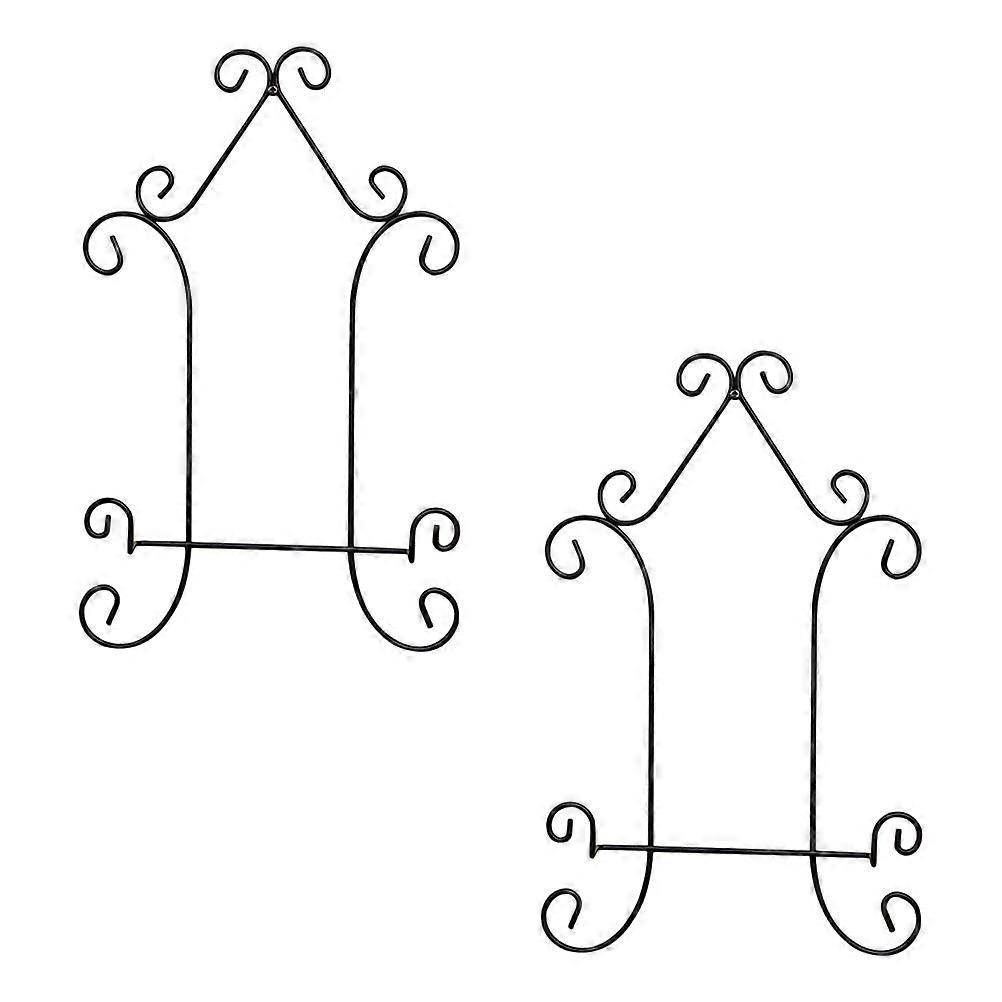 Iron Wall Display Rack 2 Pack Multifunctional Wall Mounted Holder for Plates, Artwork, Books, Ceramics & Decorative Items Organizer