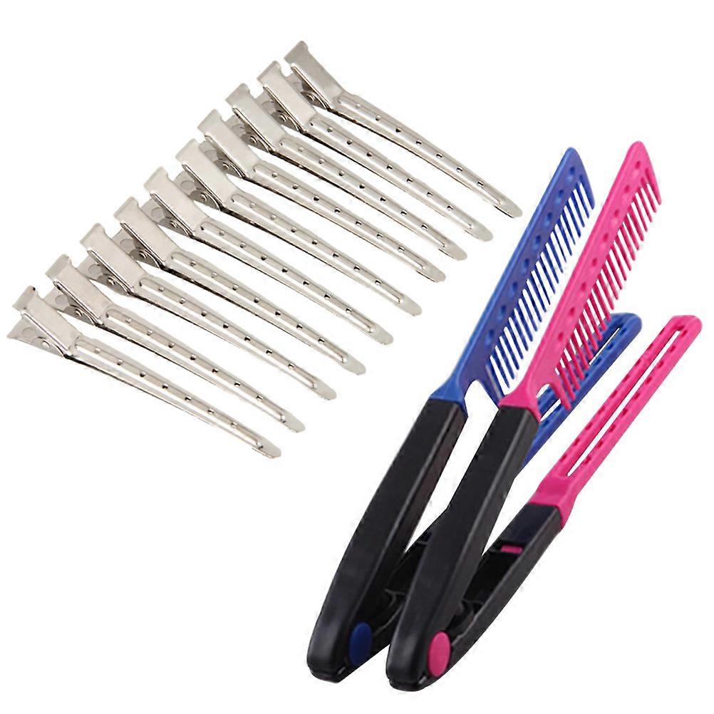 Duckbill Clip Hair Styling Clips Individual Use V-Shaped Simple Design 24cm Size for Partitioning Hair 2Pcs