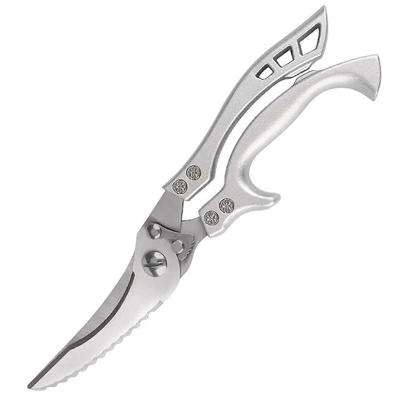 Poultry shears for the kitchen, kitchen cooking shears, powerful chicken bone scissors, chicken, duck, and fish knife shears, stainless steel (silver)