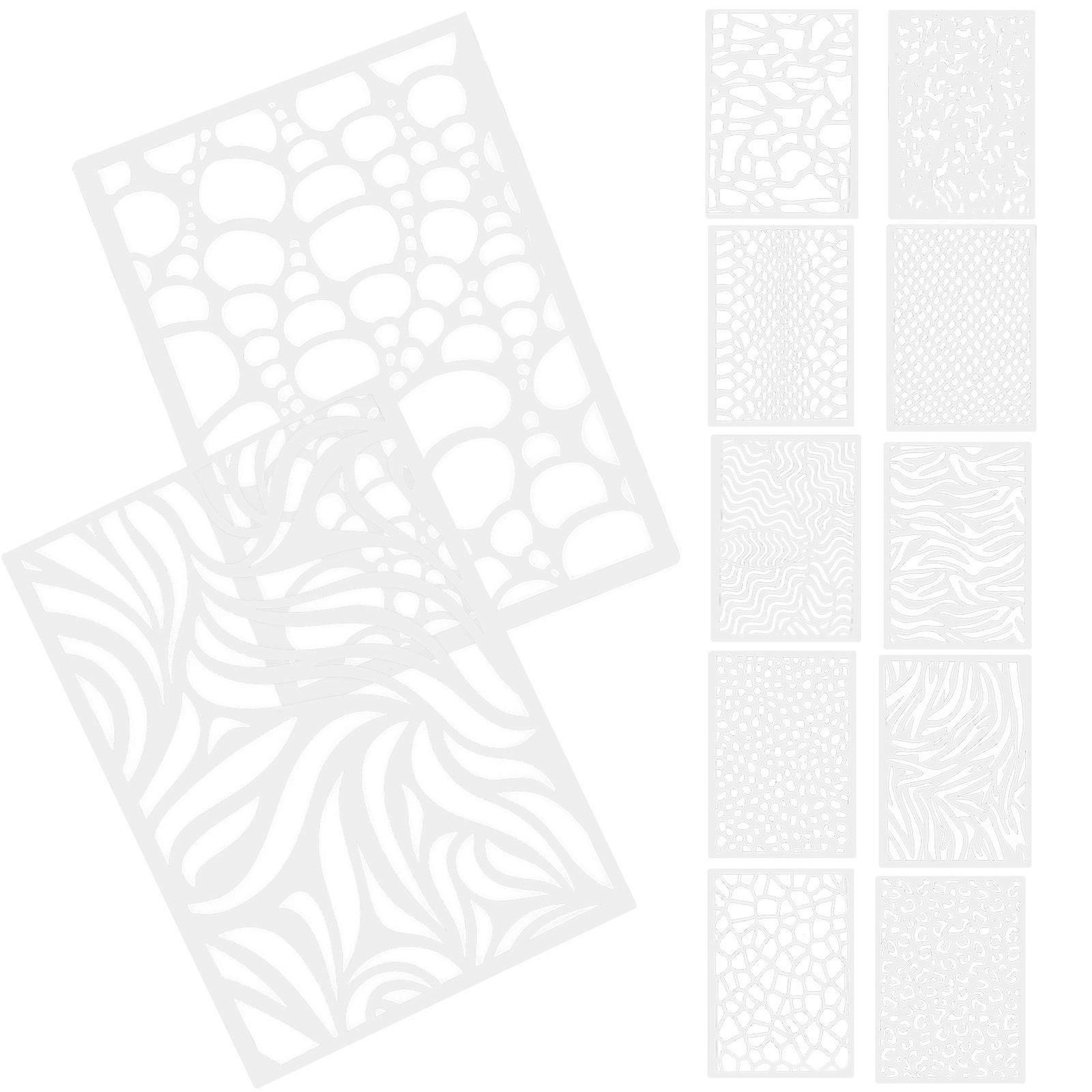 DIY Painting Stencils for Kids Use 12pcs White PET Drawing Tools for Wall Art and Craft Projects