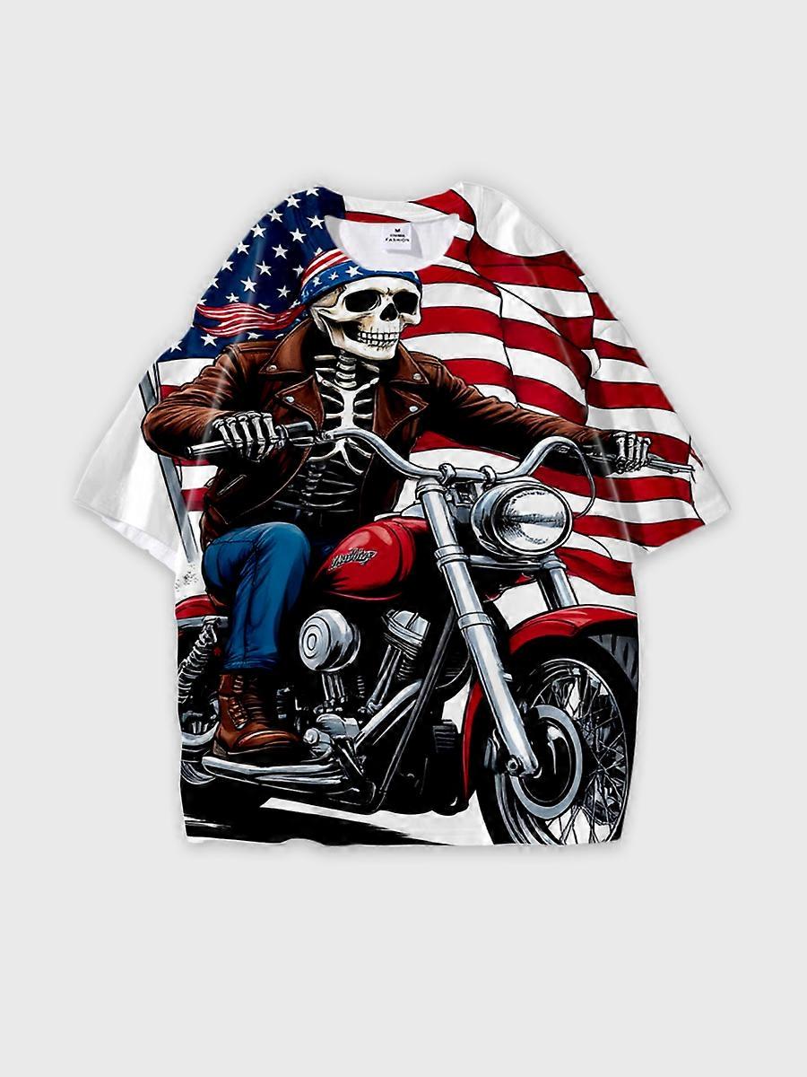 T-shirt round neck Pattern loose short sleeve E454