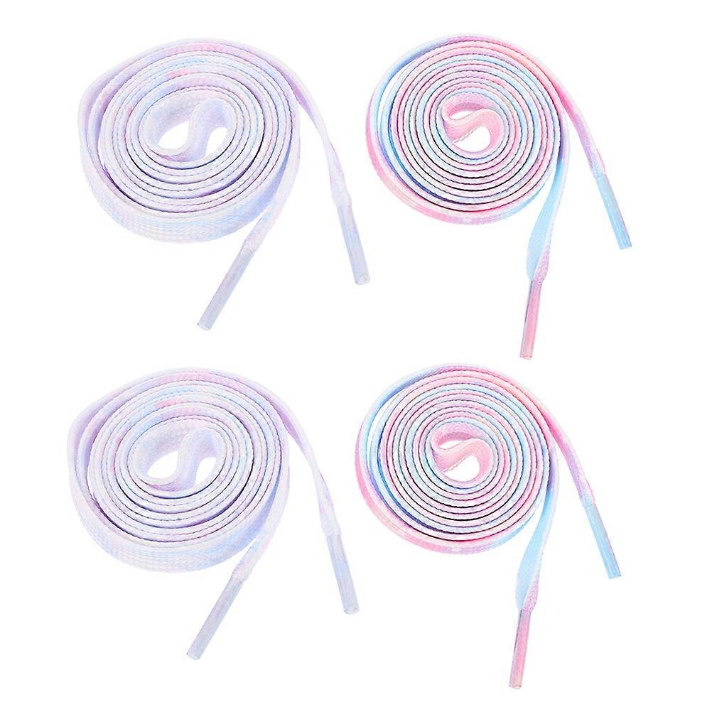 2 Pairs Tie Dye Flat Shoelaces Gradient Replacement Laces for Sneakers, Trainers & Boots Stylish Printed Design for Adults