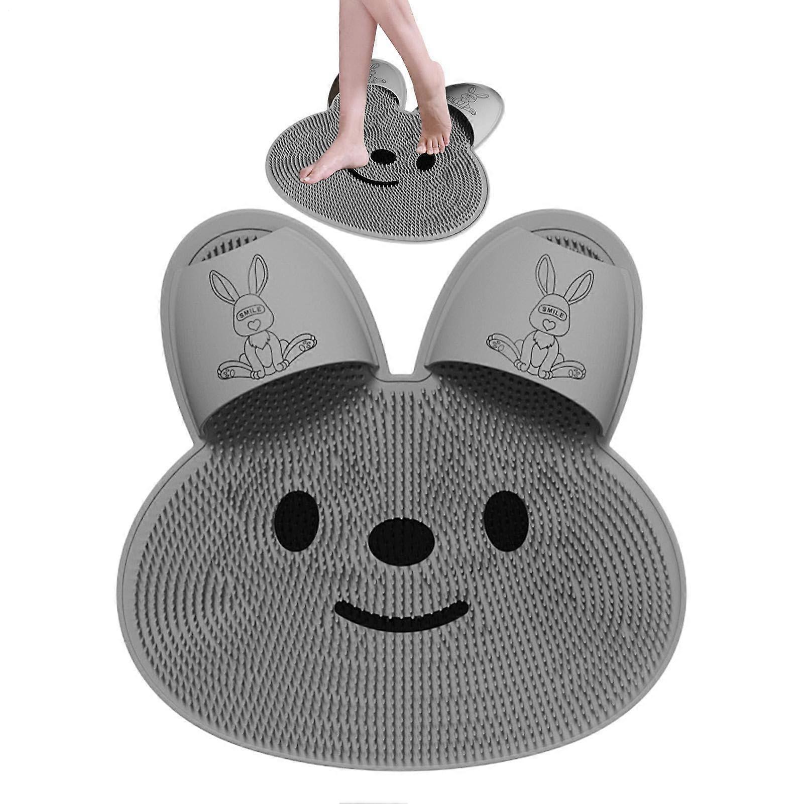 Non-Slip Bath Mat, Soft Shower Mat with Suction Cups, Spa Foot Massager for Improved Circulation, Gray