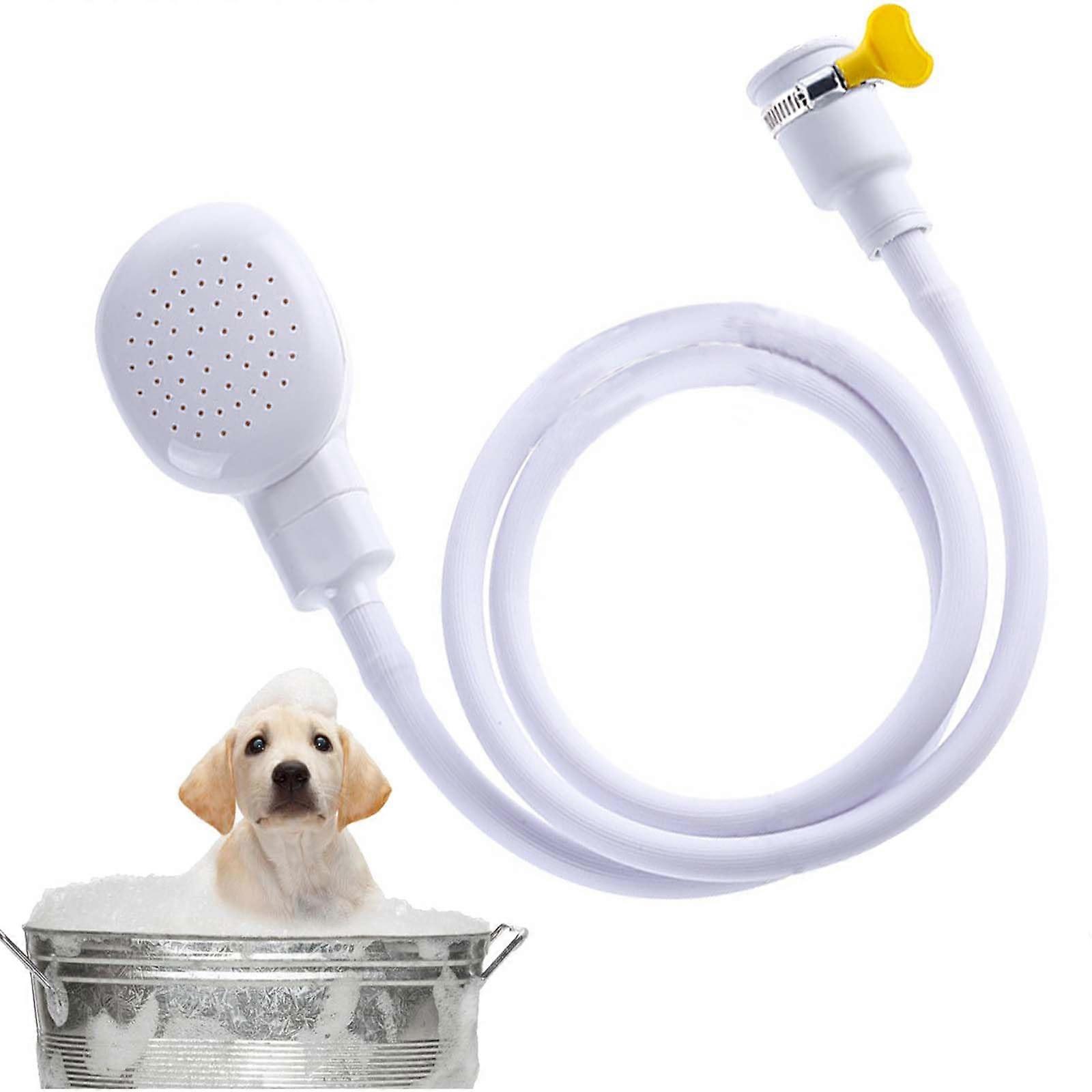 Pet Shower Hose Head with Secure Clamp - 1.3m Portable Dog Bathing Attachment for Bathtub and Faucet Compatibility