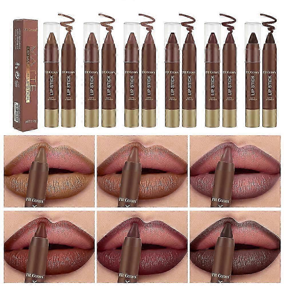 Matte Lipstick Crayon, 24 Hour Lipstick Lip Liner Pencil, Neutral Lip Stick Lipliner Long Lasting Waterproof Smudge Proof, Vegan & Cruelty-Free
