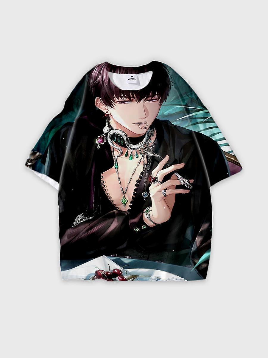 T-shirt round neck Role Pattern loose short sleeve E1124