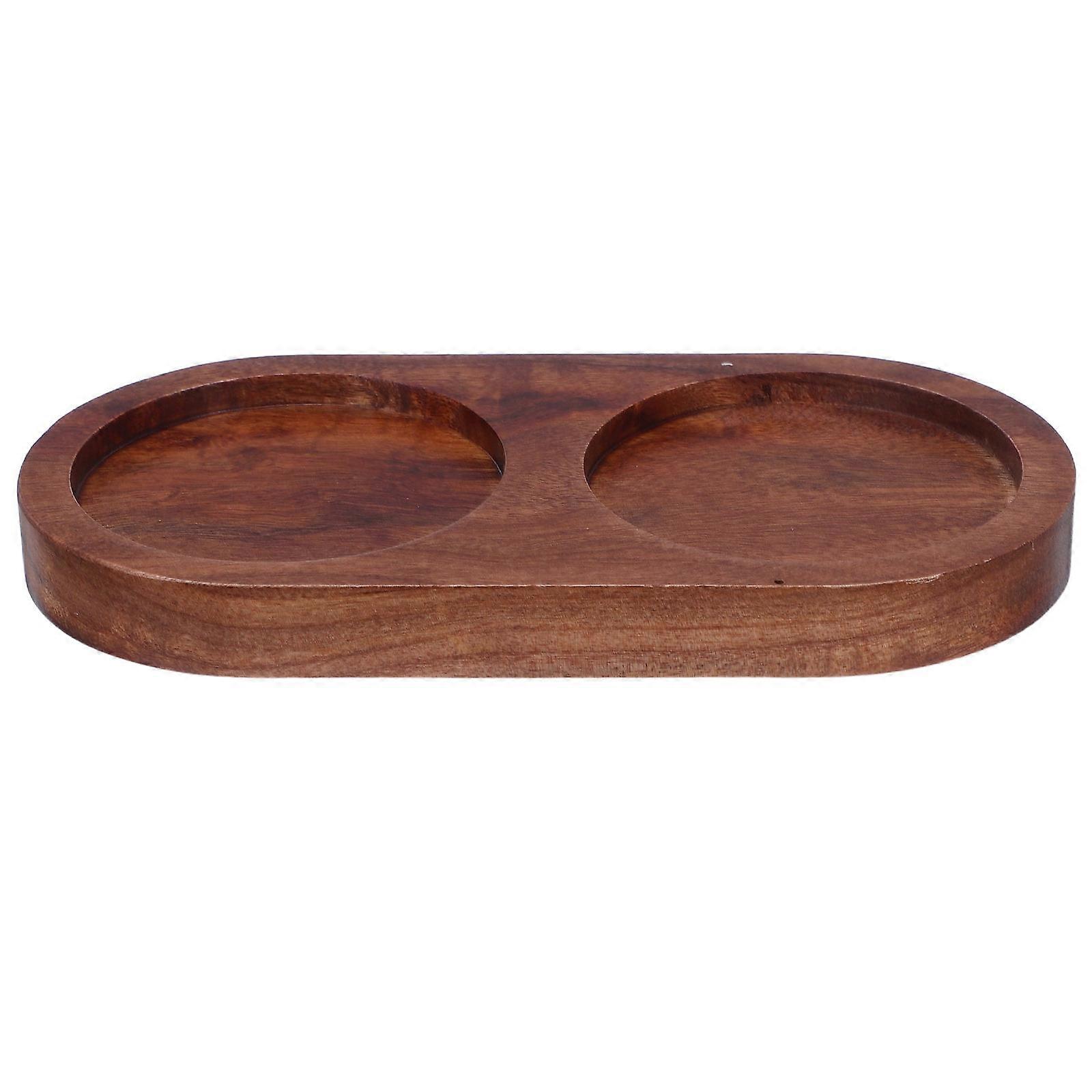 Acacia Wood Pepper Grinder Organizer Tray with Non Slip Base Slots for Salt & Spice Bottles – Space Saving, Easy to Clean Kitchen Counter Holder with