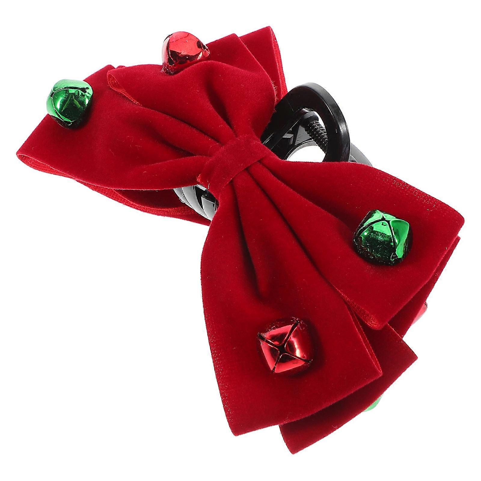 Elegant Bell Themed Hair Clip with Velvet Material for Women Dark Red and Comfortable