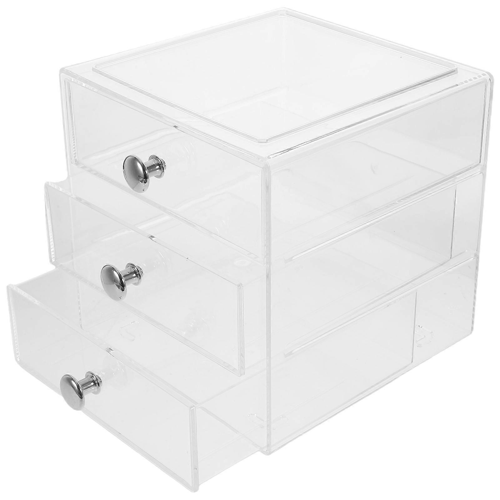 Transparent Acrylic Desktop Organizer with Drawers for Items Storage Stackable Multilayer Design