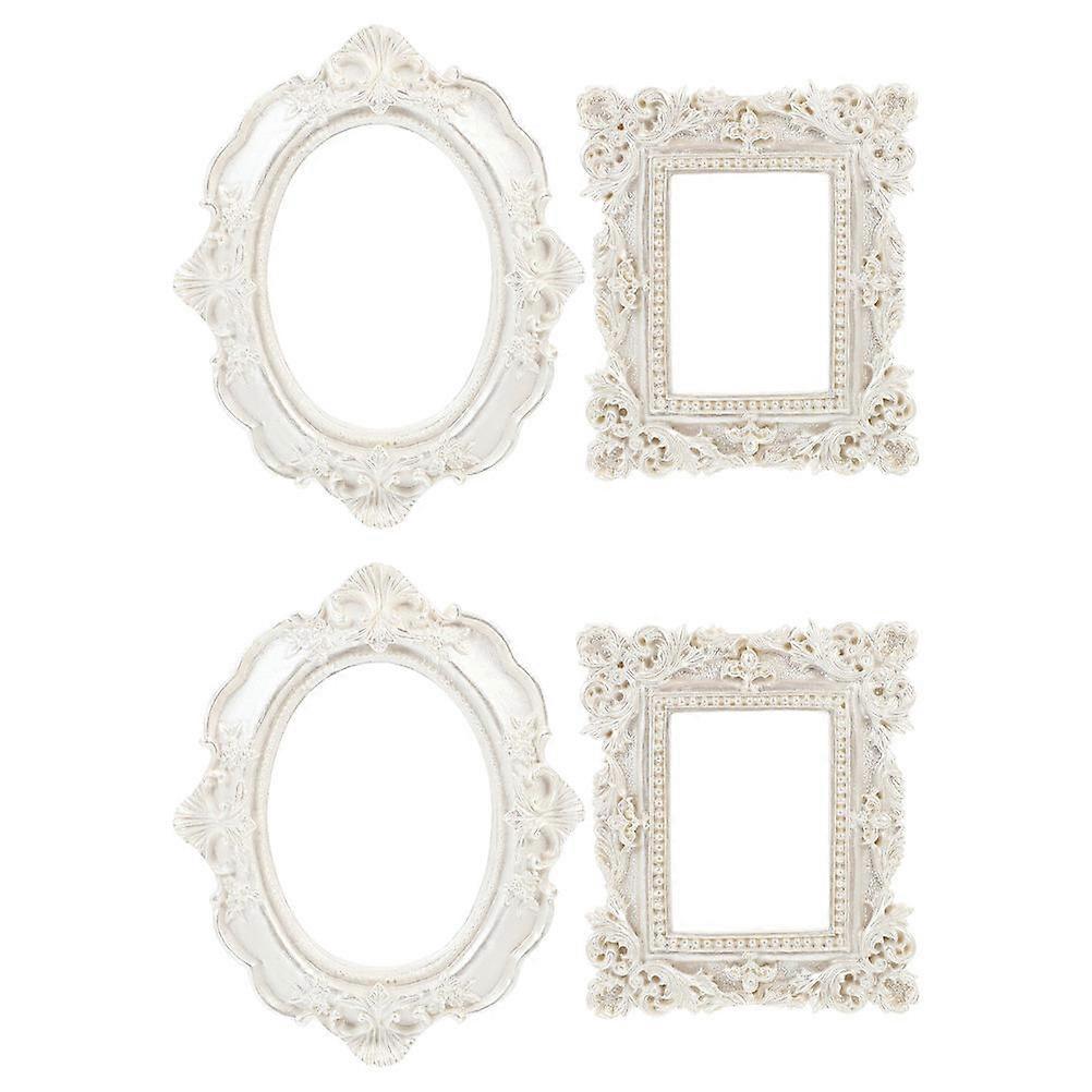 Creative Photograph Frame Mini Retro Frames For Home Decor Pearl White 4Pcs